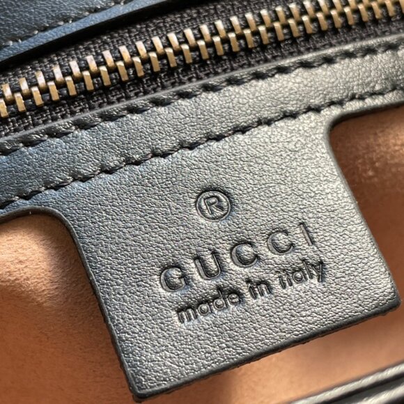 Gucci Black Leather GG Marmont Bag with Gold Chain - Picture 9 of 9